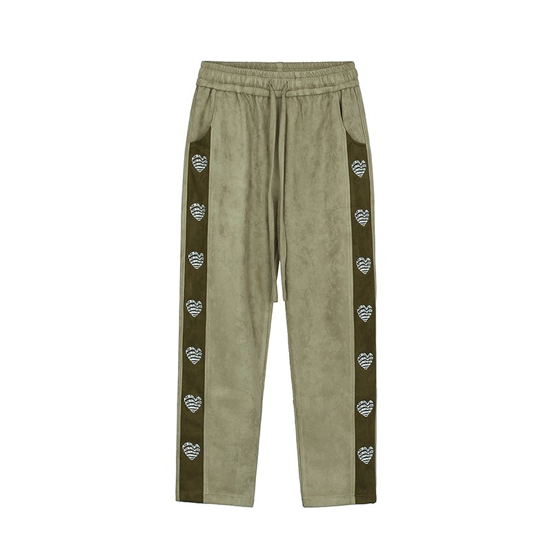 画像1: loose street straight wide-leg trousers casual sports pants  ユニセックス男女兼用 ハート＆ロゴルーズストリートワイドレッグパンツ (1)