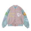 画像3:  hee love series embroidery baseball uniform jacket jacket men and women Stadium jumper  ユニセックス 男女兼用グラフィックペイント刺繍ユニフォームスタジアムジャンパー ジャケット ブルゾン スタジャン (3)