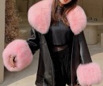 画像6: Oversized  Real Fox Fur Collar with Genuine Sheepskin Leather Jacket Coat Riders motorcycle オーバーサイズ リアルフォックスファー襟付き 本革 ライダース ジャケット コート  (6)