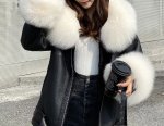 画像7: Oversized  Real Fox Fur Collar with Genuine Sheepskin Leather Jacket Coat Riders motorcycle オーバーサイズ リアルフォックスファー襟付き 本革 ライダース ジャケット コート  (7)