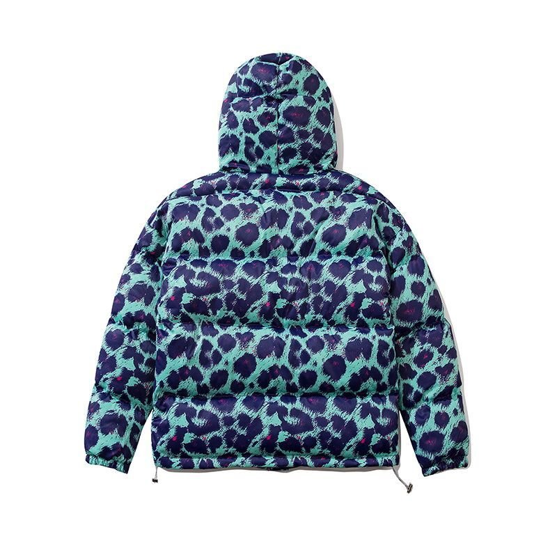 画像3: men and women leopard print bear jacket down jacket  ユニセックス 男女兼用ヒョウ柄レオパード&ベア クマ ダウンコートジャケット ブルゾンスタジャン (3)