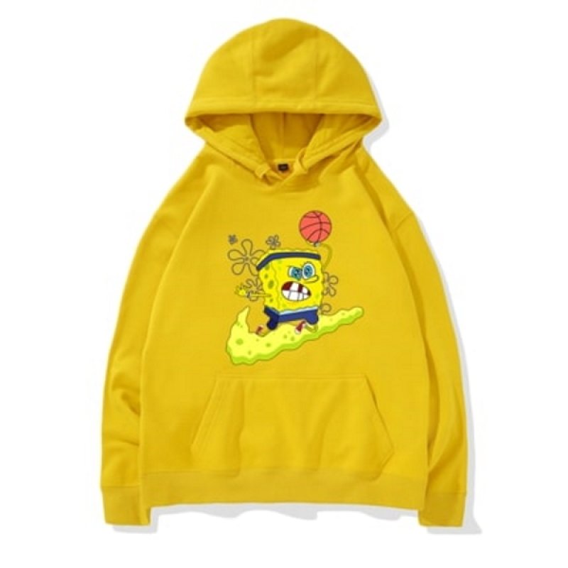 画像4: SpongeBob Hooded sweater loose hood  Parker Trainer  スポンジボブ　ロゴフーディパーカー　スエット　男女兼用　 (4)