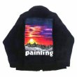 画像2: men and women sunset hand-painted printing jacket   ユニセックス 男女兼用サンセットプリントフリースジャケット ブルゾン (2)