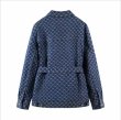 画像2: Women's new retro beaded tooling mid-length denim cotton jacket coat  ビーズツーリングミドルレングスデニムコットンジャケットジャケット コート  (2)