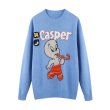 画像7: Casper joint blue knitted jacquard pullover  キャスパー アニメ編み込みセーター　プルオーバーセーター (7)