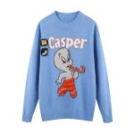 画像7: Casper joint blue knitted jacquard pullover  キャスパー アニメ編み込みセーター　プルオーバーセーター (7)