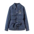 画像3: Women's new retro beaded tooling mid-length denim cotton jacket coat  ビーズツーリングミドルレングスデニムコットンジャケットジャケット コート  (3)