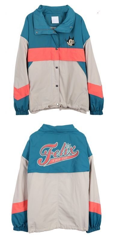 画像3: Women's loose cartoon stitching embroidery cotton jacket  coat   フィリックス FELIXジャケット コート ウインドブレーカー (3)