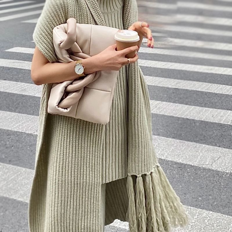 画像11: square soft leather down Tote shoulder Bag  ソフトレザーダウントートショルダーバッグ (11)