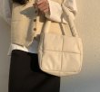 画像10: square soft leather down Tote shoulder Bag  ソフトレザーダウントートショルダーバッグ (10)