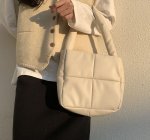 画像10: square soft leather down Tote shoulder Bag  ソフトレザーダウントートショルダーバッグ (10)