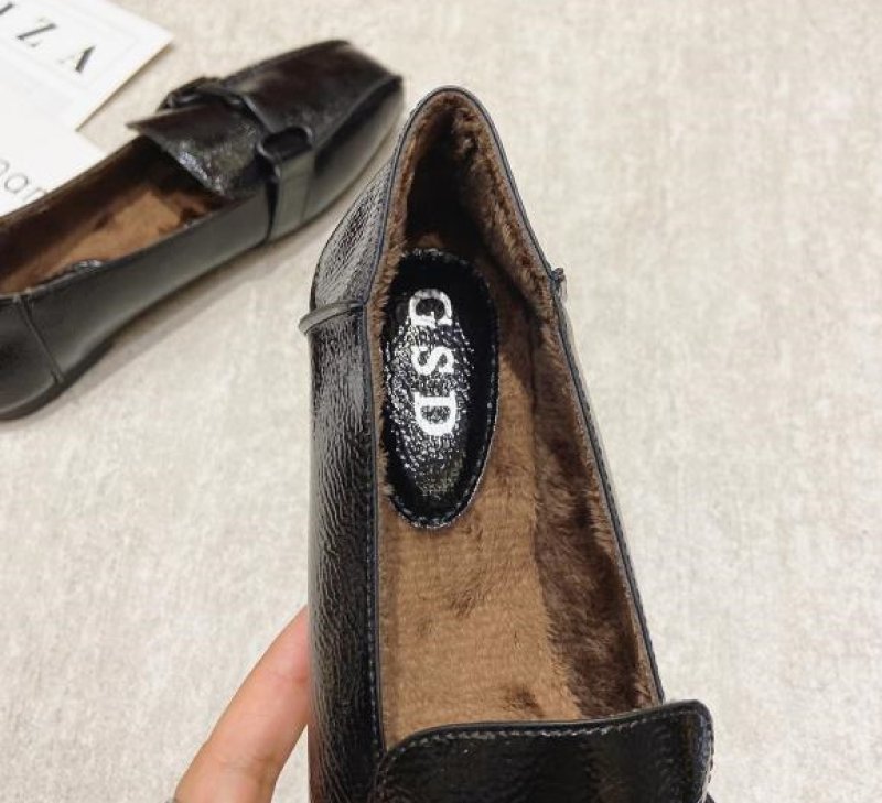 画像6: women's  flat-bottomed square toe pumps shoes フラットボトムスクエアトゥパテントレザーパンプス ローファー (6)