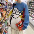 画像4: Popeye vintage print pullover Loose Sweater  ポパイ ヴィンテージ風 ルーズ  セーター 男女兼用　ユニセックス (4)