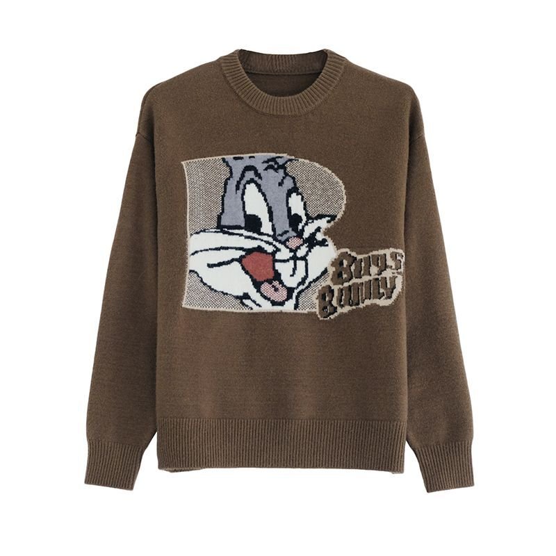 画像2: Bugs Bunny cartoon round neck sweater pullover  　バッグスバニー 編み込みセーター プルオーバー (2)