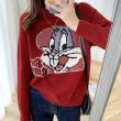 画像8: Bugs Bunny cartoon round neck sweater pullover  　バッグスバニー 編み込みセーター プルオーバー (8)