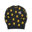 画像1: smiley face Braided print pullover Loose Sweater  スマイル編み込み ルーズ  セーター 男女兼用　ユニセックス (1)