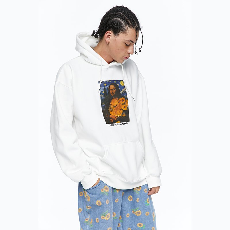 画像9: Mona Lisa & Van Gogh Print  oversize Hoody pullover   モナリザ&ゴッホプリントオーバーサイズフーディーパーカー男女兼用 ユニセックス (9)