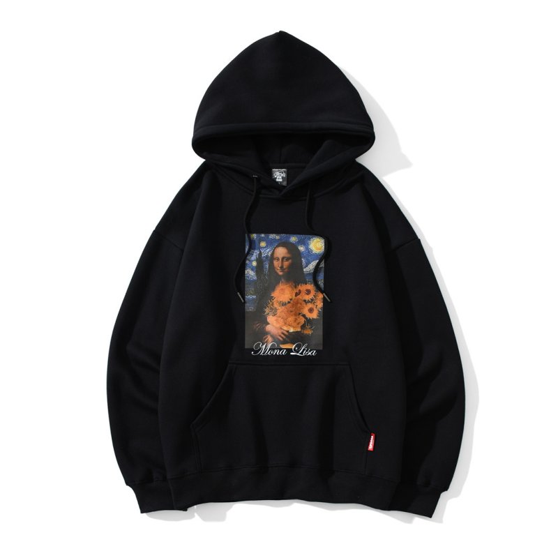 画像4: Mona Lisa & Van Gogh Print  oversize Hoody pullover   モナリザ&ゴッホプリントオーバーサイズフーディーパーカー男女兼用 ユニセックス (4)