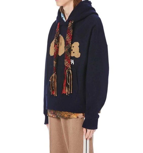 画像1: new embroidered bear oversize Hoody pullover  ニューベアー 熊刺繍オーバーサイズフーディーパーカー男女兼用　ユニセックス (1)