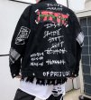 画像3: letter graffiti printing black denim jacket  men and women 　ユニセックス 男女兼用 レターグラフィティプリントブラックデニムジャケット Gジャン (3)