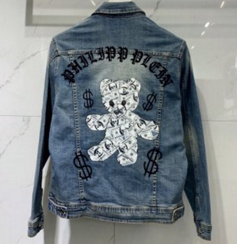 画像2: Unisex new print bear skull Denim G Jean jacket ユニセックス 男女兼用ベア&スカル刺繍デニムGジャン  ジャケット  ブルゾン ヒップホップ (2)