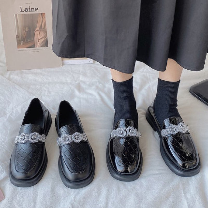 画像4: women's  Flat with crystal beads loafers pumps shoes　クリスタルビーズ付きフラット ローファー パンプス (4)