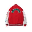 画像4: PU leather stitching Smile emblem  jacket baseball  men and women Stadium jumper  ユニセックス 男女兼用スマイル レター刺繍付きユニフォームスタジアムジャンパー ジャケット ブルゾン スタジャン (4)