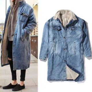 Men's Short Denim Jean Jacket Boa Coat メンズ ユニセックス 男女