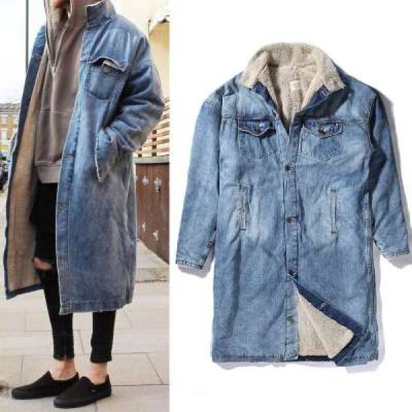 Men S Long Denim Jean Jacket Boa Coat メンズ ユニセックス 男女兼用 ロング デニム コート ジャケット 内ボア Gジャン ジーンズ