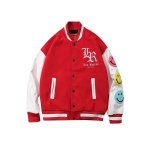 画像2: PU leather stitching Smile emblem  jacket baseball  men and women Stadium jumper  ユニセックス 男女兼用スマイル レター刺繍付きユニフォームスタジアムジャンパー ジャケット ブルゾン スタジャン (2)