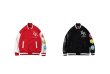 画像6: PU leather stitching Smile emblem  jacket baseball  men and women Stadium jumper  ユニセックス 男女兼用スマイル レター刺繍付きユニフォームスタジアムジャンパー ジャケット ブルゾン スタジャン (6)