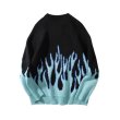 画像2: Slow Burn Flame jaquard jumper Sweater ファイヤーフレーム 炎 ジャガードセーター (2)