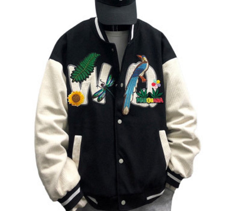 画像5: Parrot embroidery corduroy stadium jumper baseball  Stadium jumper  men and women 　ユニセックス 男女兼用コーデュロイパロット オオム刺繍付きスタジアムジャンパー ジャケット ブルゾン スタジャン (5)