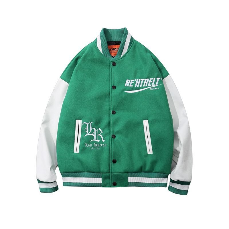 画像2:  leather sleeve stitching jacket baseball  Stadium jumper  men and women  ユニセックス 男女兼用レザースリーブレター&33刺繍付きユニフォームスタジアムジャンパー ジャケット ブルゾン スタジャン (2)