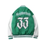画像5:  leather sleeve stitching jacket baseball  Stadium jumper  men and women 　ユニセックス 男女兼用レザースリーブレター＆33刺繍付きユニフォームスタジアムジャンパー ジャケット ブルゾン スタジャン (5)