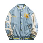 画像2: Oversize stitching jacket baseball  Stadium jumper  men and women 　ユニセックス 男女兼用オーバーサイズレター刺繍付きユニフォームスタジアムジャンパー ジャケット ブルゾン スタジャン (2)