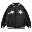 画像2: leather stitching makeup Back logo jacket baseball  Stadium jumper  men and women 　ユニセックス 男女兼用レザーレター刺繍付きユニフォームスタジアムジャンパー ジャケット ブルゾン スタジャン (2)