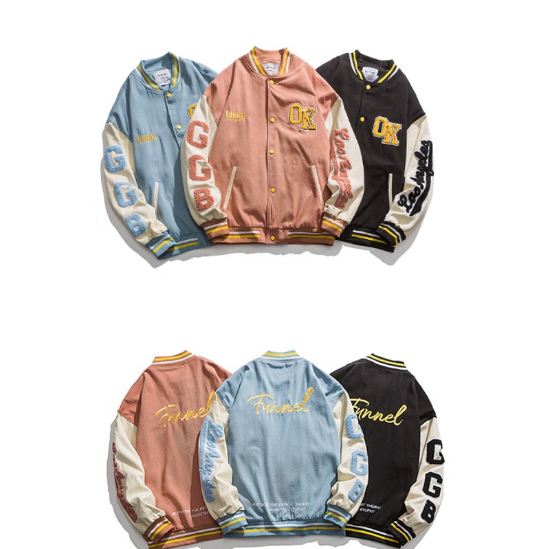 画像5: Oversize stitching jacket baseball  Stadium jumper  men and women  ユニセックス 男女兼用オーバーサイズレター刺繍付きユニフォームスタジアムジャンパー ジャケット ブルゾン スタジャン (5)