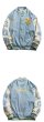 画像6: Oversize stitching jacket baseball  Stadium jumper  men and women 　ユニセックス 男女兼用オーバーサイズレター刺繍付きユニフォームスタジアムジャンパー ジャケット ブルゾン スタジャン (6)