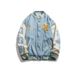 画像12: Oversize stitching jacket baseball  Stadium jumper  men and women 　ユニセックス 男女兼用オーバーサイズレター刺繍付きユニフォームスタジアムジャンパー ジャケット ブルゾン スタジャン (12)