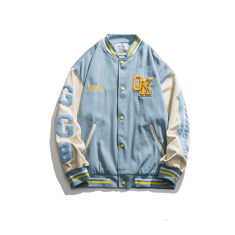 画像12: Oversize stitching jacket baseball  Stadium jumper  men and women  ユニセックス 男女兼用オーバーサイズレター刺繍付きユニフォームスタジアムジャンパー ジャケット ブルゾン スタジャン (12)