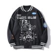 画像2: Loose stand-up Oversize stitching jacket baseball  Stadium jumper  men and women 　ユニセックス 男女兼用オーバーサイズスタンドカラーグラフィックペイントユニフォームスタジアムジャンパー ジャケット ブルゾン スタジャン (2)