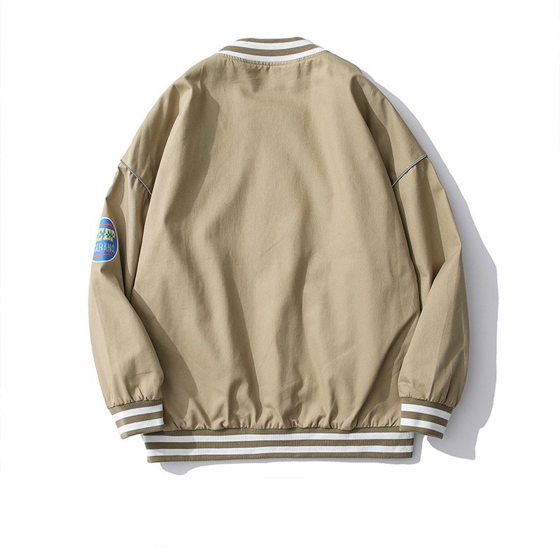 画像3: Loose stand-up Oversize stitching jacket baseball  Stadium jumper  men and women  ユニセックス 男女兼用オーバーサイズスタンドカラーグラフィックペイントユニフォームスタジアムジャンパー ジャケット ブルゾン スタジャン (3)