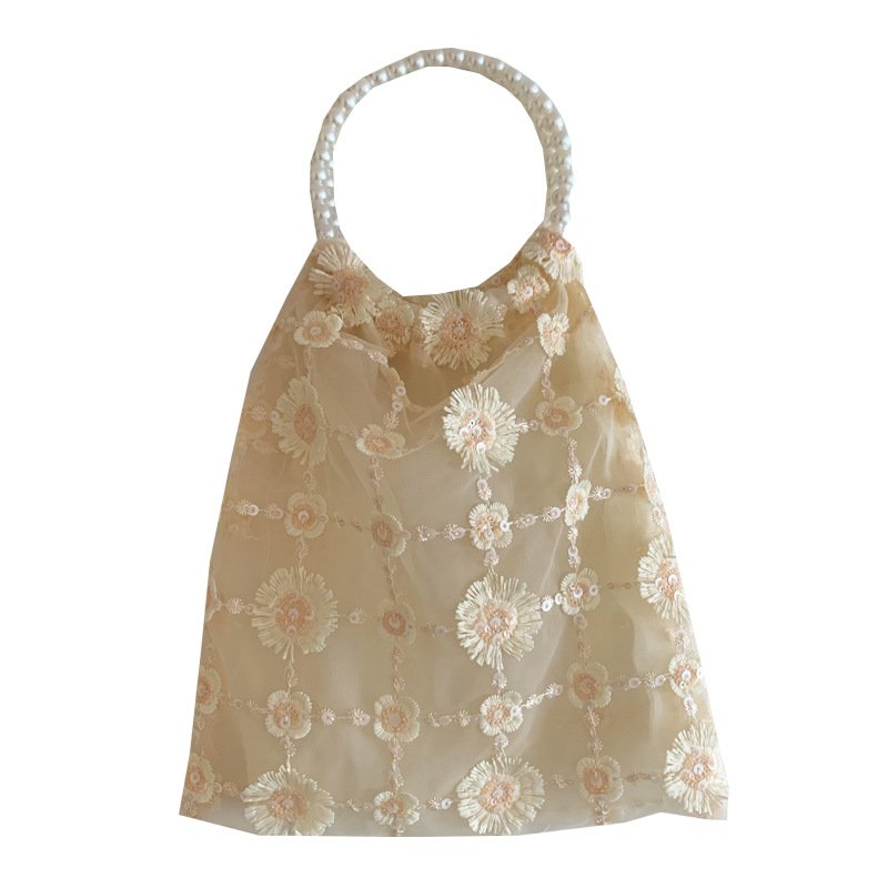 画像1: Daisy pearl handle bagTote  Bag  デイジーパールハンドルバックトートバッグ エコバック (1)
