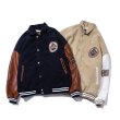 画像5: Unisexs PU leather stitching corduroy jacket baseball uniform jacket American baseballjumper  ユニセックス 男女兼用 レザーステッチコーデュロイスタジアムジャンバーユニフォーム ジャケット ブルゾン スタジャン (5)