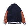 画像3: Unisexs PU leather stitching corduroy jacket baseball uniform jacket American baseballjumper  ユニセックス 男女兼用 レザーステッチコーデュロイスタジアムジャンバーユニフォーム ジャケット ブルゾン スタジャン (3)