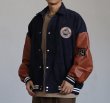 画像6: Unisexs PU leather stitching corduroy jacket baseball uniform jacket American baseballjumper  ユニセックス 男女兼用 レザーステッチコーデュロイスタジアムジャンバーユニフォーム ジャケット ブルゾン スタジャン (6)