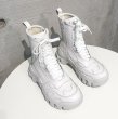 画像5:  women's  Lace-up chunky sole platform Middle boots   本革レザーミドル 丈チャンキーソール厚底プラットフォームレースアップブーツレザーブーツ　マーティンブーツ  (5)