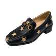 画像1: women's  Star embroidered ＆Metal fittings leather loafers pumps shoes　スター星刺繍フラット レザーローファー パンプス (1)