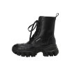 画像2:  women's  Lace-up chunky sole platform Middle boots   本革レザーミドル 丈チャンキーソール厚底プラットフォームレースアップブーツレザーブーツ　マーティンブーツ  (2)